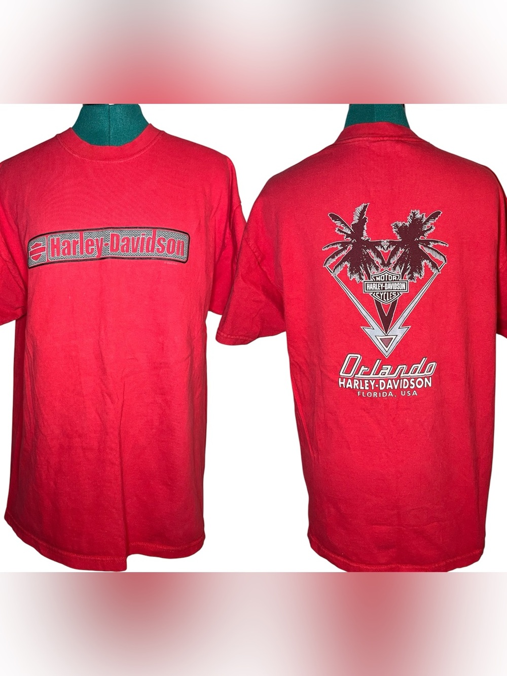 Y2K Harley-Davidson Men's Red Orlando Graphic Tee